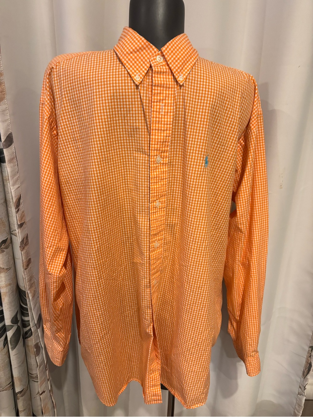 Ralph Lauren Orange Gingham Button-Down Shirt